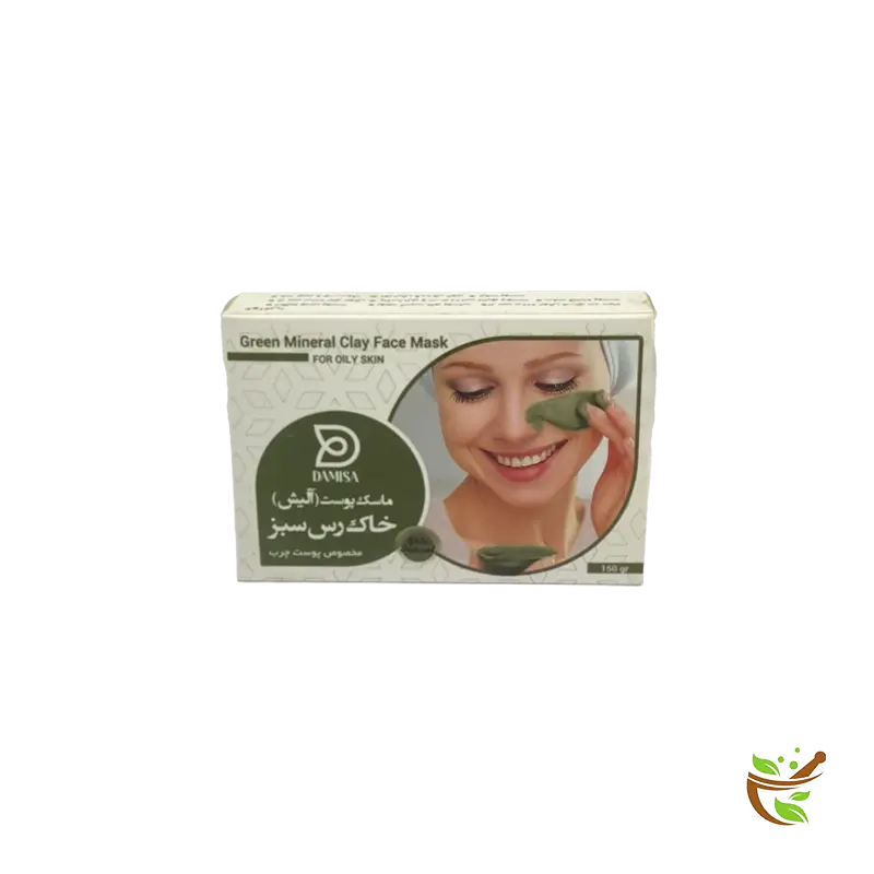 عکس ماسک صورت خاک رس سبز دامیثا